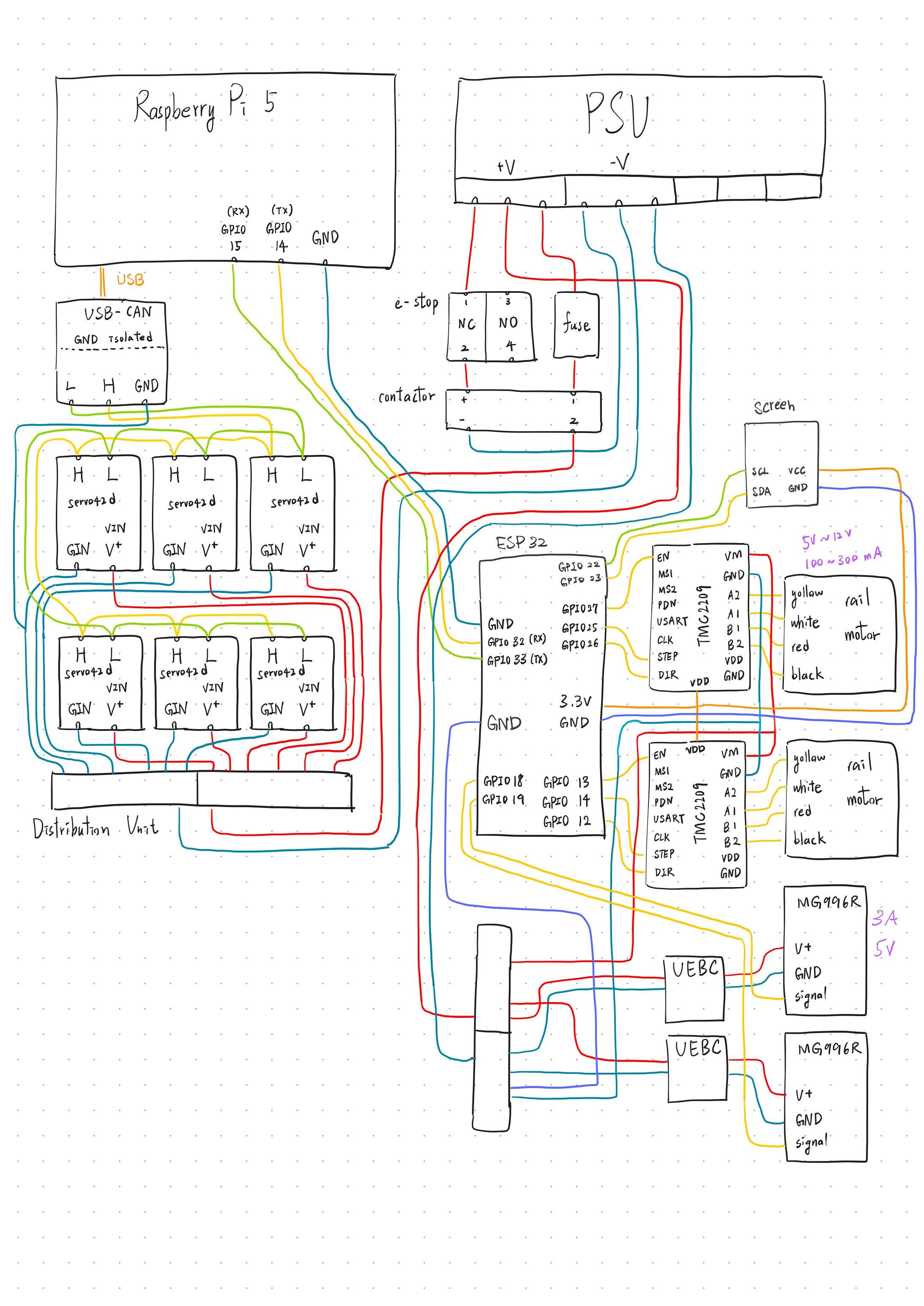 Hand-drawn electrical wiring plan